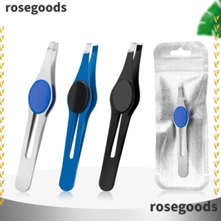 Rosegoods1 แหนบดึงขนคิ้ว กําจัดขน แบบมืออาชีพ เครื่องมือแต่งหน้าความงาม คลิปคิ้วเอียง ผู้หญิง