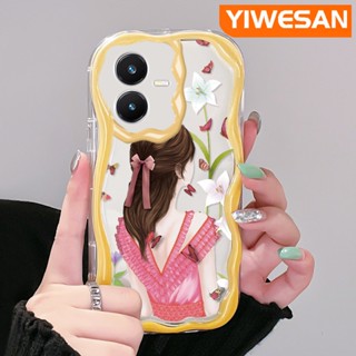 เคสโทรศัพท์มือถือ ซิลิกาใส กันกระแทก ลายผีเสื้อ เด็กผู้หญิง สําหรับ VIVO Y22 Y22s