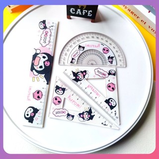 ☛ 15 ซม. Sanrio Ruler Set Kawaii Kuromi Pochacco Lotso Acrylic Cute Ruler Set Triangle Ruler Learning Tools srlive