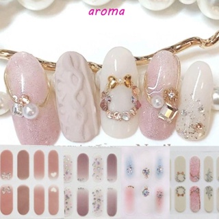 Aroma สติกเกอร์ตกแต่งเล็บ มีกาวในตัว กันน้ํา สไตล์ญี่ปุ่น