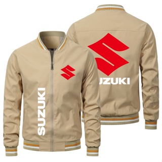 เสื้อแจ็กเก็ตเบสบอล แต่งซิป แบบบาง กันลม ลายโลโก้ Suzuki GSX-R600 สําหรับขี่จักรยานยนต์กลางแจ้ง