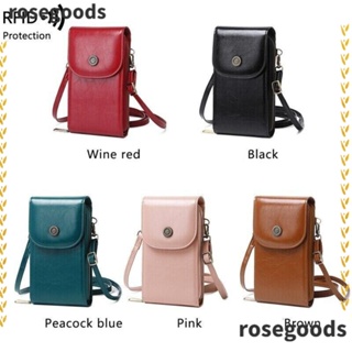 Rosegoods1 กระเป๋าสะพายไหล่ กระเป๋าสตางค์ กระเป๋าเมสเซนเจอร์ แบบหนัง RFID สําหรับใส่โทรศัพท์มือถือ