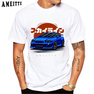 ใหม่ เสื้อยืดแขนสั้นลําลอง พิมพ์ลาย The Skyline R34 GTR สีขาว แฟชั่นฤดูร้อน สําหรับผู้ชาย