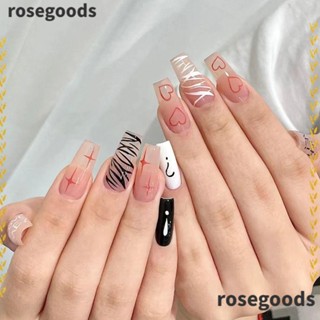 Rosegoods1 เล็บปลอม ถอดได้ แบบเต็มเล็บ รูปหัวใจ