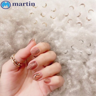 Martin เครื่องประดับตกแต่งเล็บ รูปดวงจันทร์ ประดับพลอยเทียม สีเงิน สไตล์เกาหลี