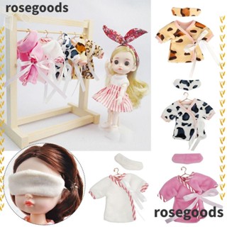 Rosegoods1 ชุดนอนผ้ากํามะหยี่ น่ารัก อุปกรณ์เสริม สําหรับตุ๊กตา 1/12BJD