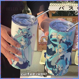 🥤สินค้าแอนิเมชั่น Limited 🥤Water Cup🥤 Hatsune Miku กระติกน้ําร้อน แก้วกาแฟ สเตนเลส แบบพกพา ลายการ์ตูน มูลค่าสูง มีหลอดดูด สําหรับออฟฟิศ