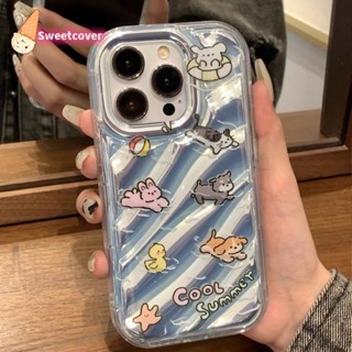 เคสโทรศัพท์มือถือแบบนิ่ม ลายการ์ตูนสัตว์ว่ายน้ํา ฤดูร้อน สําหรับ iPhone 14 13 12 11 Pro Max X Xr Xs Max 7 8 Plus SE2020