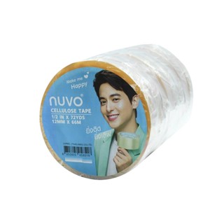 Nuvo เทปใสเซลลูโลสแกน3นิ้ว 12มม.X72หลา(แพ็ค12ม้วน)