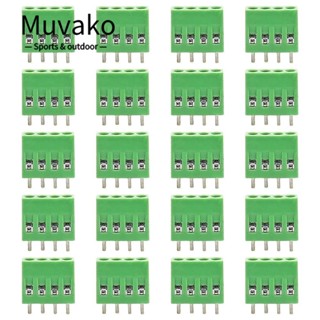 Muvako บล็อกขั้วต่อ PCB สกรู 150V สีเขียว 4-Pin 6A 20 ชิ้น