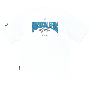 มีความสุข เสื้อยืด พิมพ์ลาย DR MISTER Nonsocial Being Ghosting ขนาดใหญ่ สีขาว