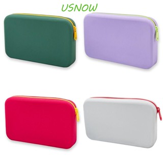 Usnow กระเป๋าซิลิโคน ทรงสี่เหลี่ยม ความจุขนาดใหญ่ สีตัดกัน สร้างสรรค์ สําหรับใส่เหรียญ เครื่องสําอางผู้หญิง