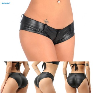 【HODRD】Women Sexy Stretch Brief Clubwear Wet Look PU Leather Low Waist Shorts Underwear【Fashion】