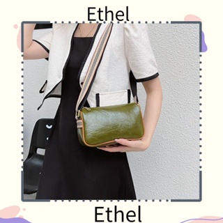 Ethel1 กระเป๋าสะพายไหล่ กระเป๋าถือ หนัง PU ทรงโท้ท จุของได้เยอะ สีพื้น สําหรับนักเรียน