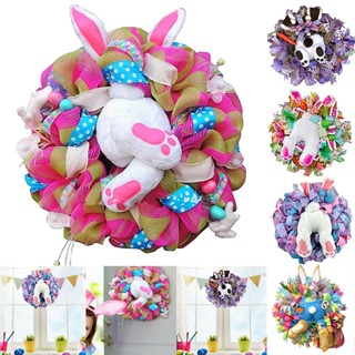 New Spring Floral Easter Bunny Door Hanger Wreath Rabbit Garland Home Wall Decor