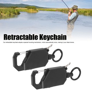 Fishi 2 ชิ้นกลางแจ้ง Heavy Duty Retractable Keychain Key Chain สำหรับตกปลา Rod Keys Work Documents