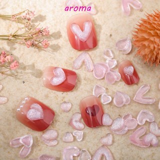 Aroma กลิตเตอร์ พลอยเทียม เรซิ่น รูปหัวใจ สําหรับตกแต่งเล็บ DIY