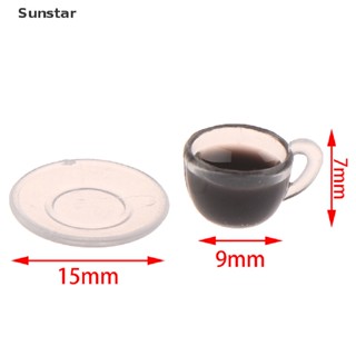 Sunstar ชุดถ้วยกาแฟ และจานรอง ขนาดมินิ สําหรับตกแต่งบ้านตุ๊กตา 2 ชิ้น