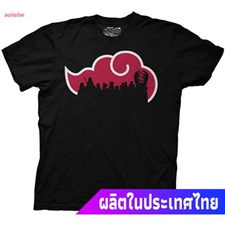 เสื้อยืดแขนสั้นนารูโตะแสงอุษา ผู้ใหญ่ Ripple Junction Naruto Shippuden Adult Unisex Akatsuki Cloud With Silhouettes Ligh