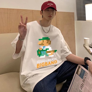 Summer Trendy Korean Version Cartoon Printed Short-Sleeved T-Shirt Men Women Street Wear Fashionable Unique Round N_02