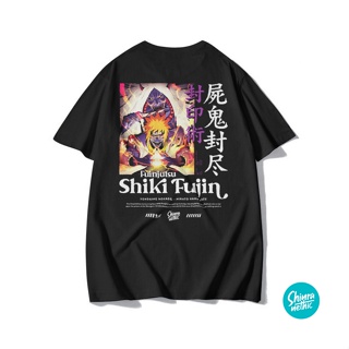 เสื้อยืดแขนสั้นเสื้อยืด พิมพ์ลายการ์ตูนอนิเมะ Shiki Fujin Minato Namikaze Manga Naruto Boruto สําหรับผู้ชายS-5XL