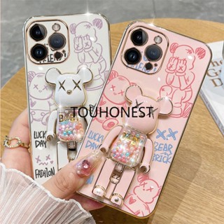 For Apple เคสไอโฟน 13 Pro Max เคส iPhone 14 Pro Max Casing iPhone 12 Mini Cases iPhone 7 Plus Cover iPhone 8 Plus Case iPhone 14 Plus Case iPhone SE Case hockproof Cartoon Anime Graffiti Kaws Bear Stand Cute Phone Case TB โทรศัพท์มือถือ กันกระแทก