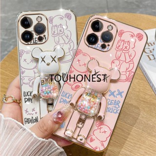 For Apple เคสไอโฟน 13 Pro Max เคส iPhone 14 Pro Max Casing iPhone 12 Mini Cases iPhone 7 Plus Cover iPhone 8 Plus Case iPhone 14 Plus Case iPhone SE Case hockproof Cartoon Anime Graffiti Kaws Bear Stand Cute Phone Case TB โทรศัพท์มือถือ กันกระแทก