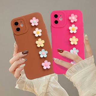 เคสโทรศัพท์มือถือ ซิลิโคนนุ่ม ผิวด้าน ลายดอกไม้น่ารัก 3D สําหรับ iPhone 11 12 13 14 Pro MAX Plus Mini X XR XS MAX 6 S 7 8 Plus SE 2020 11Pro 12pro 13Pro