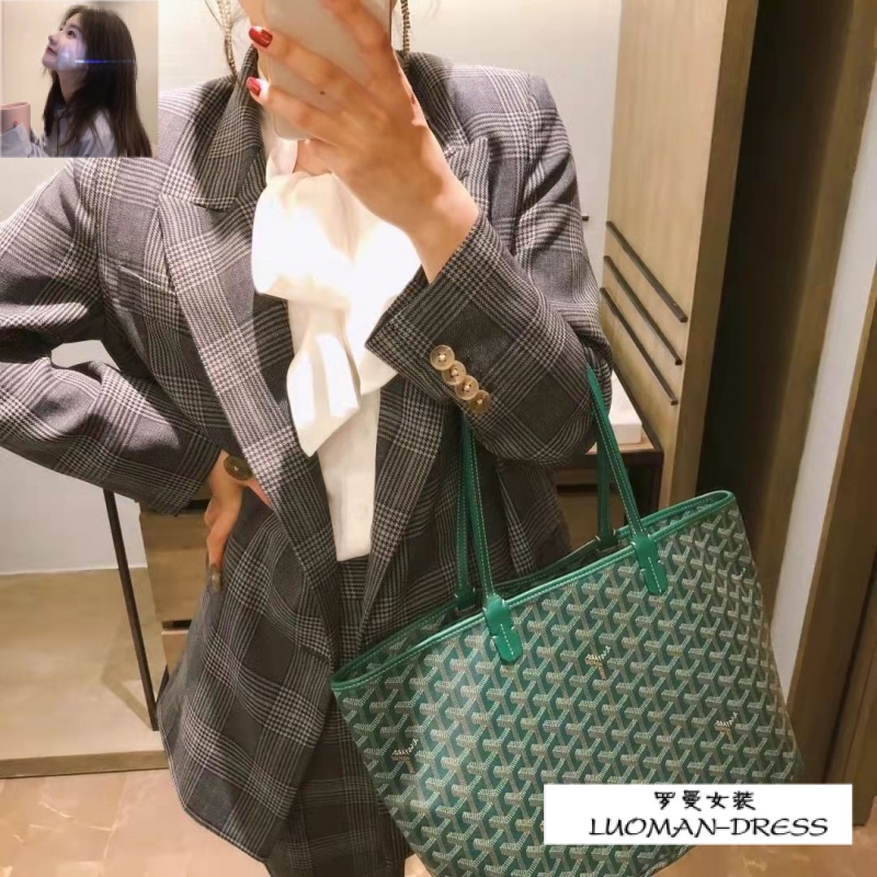 Goyard Goyard Bag Goyard Shopping Bag Zipper Style Tote Dog Tooth Bag Large Capacity Canvas Shoulder Handbag