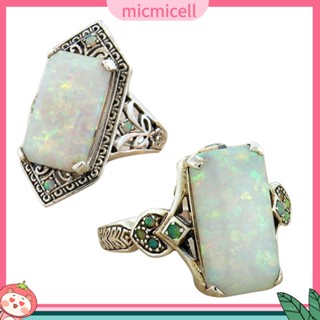 &lt;micmicell&gt; เครื่องประดับ แหวน ทรงสี่เหลี่ยม ประดับอัญมณีเทียม สไตล์วินเทจ สําหรับผู้หญิง