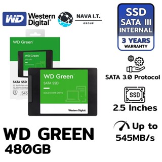 COINSคืน15%⚡FB9JMZV6⚡ 480 GB SSD (เอสเอสดี) WD GREEN SATA รับประกัน 3 ปี WDSSD480GB-SATA-GREEN-3D รับประกัน 3 ปี