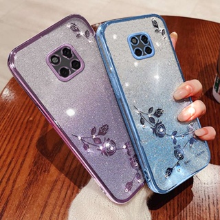 แฟชั่น ดอกกุหลาบ พลอยเทียม วิบวับ เคส Huawei Mate 20 Pro / Mate20 ใส นิ่ม TPU เคส แวววาว ผงกลิตเตอร์ ซิลิโคน ฝาหลัง