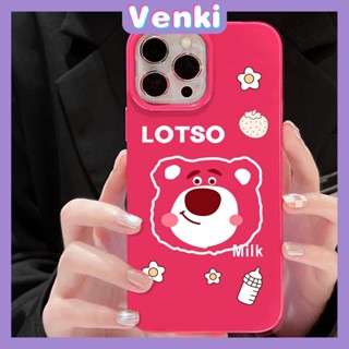 VENKI - Case สำหรับ iPhone 11 Soft TPU Glossy Rose Red Candy Case การ์ตูนน่ารักหมีป้องกันกล้องกันกระแทกสำหรับ iPhone 14 13 12 11 Pro Max 7 8 Plus X XR