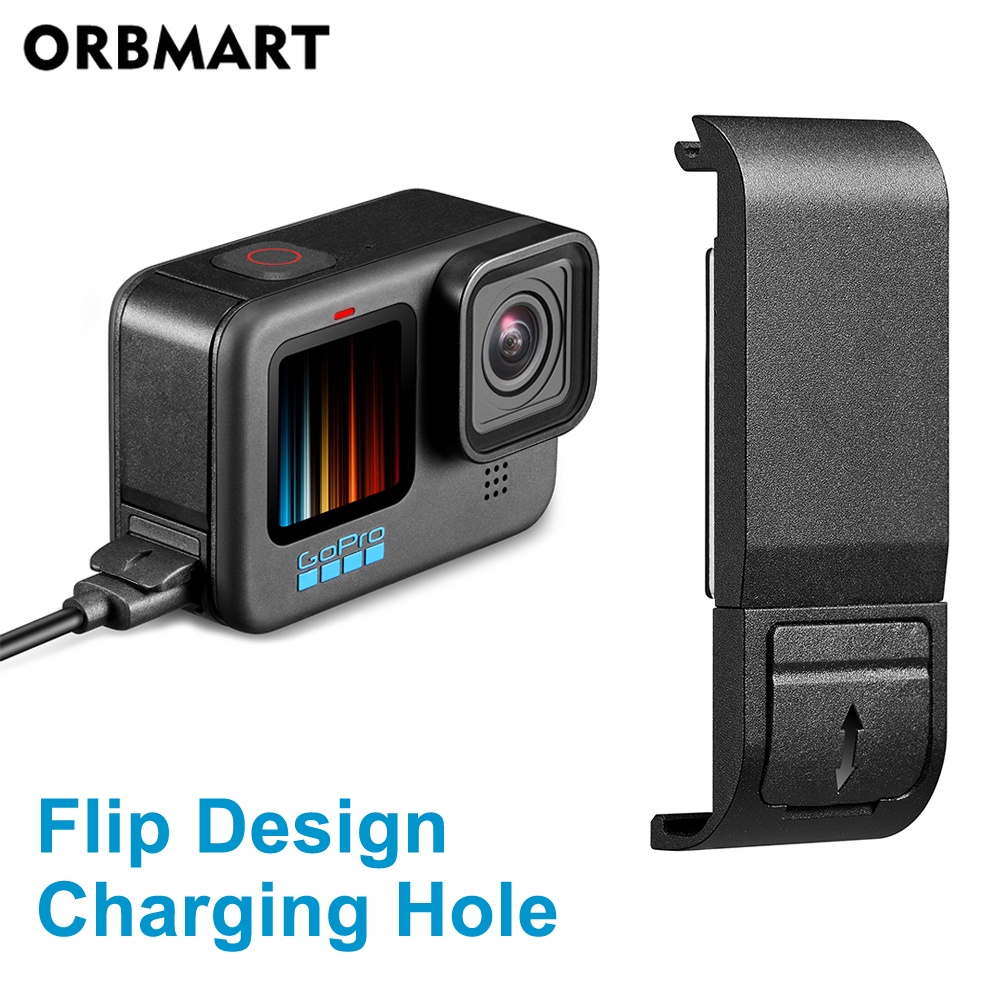 เคสแบตเตอรี่ แบบฝาพับ ถอดออกได้ สีดํา สําหรับ GoPro Hero 11 10 9 Go Pro 10 9