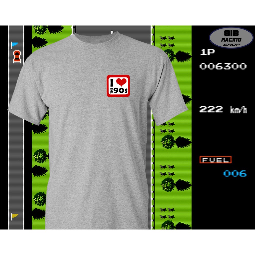 QMเสื้อยืด RACING เสื้อซิ่ง [เทา] [I LOVE 90'S]