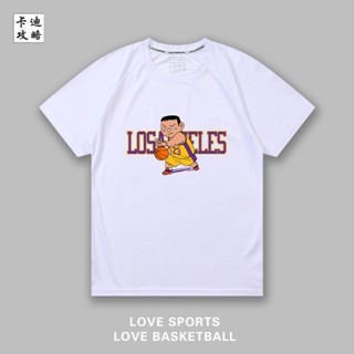 ♦ﺴLakers short-sleeved t-shirt breathable basketball shooting track and field coach clothing fat tig_02