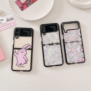 【Love Rabbit】เคสโทรศัพท์มือถืออะคริลิคใส กันหล่น ไฮเอนด์ ลายกระต่าย สร้างสรรค์ สําหรับ Samsung Galaxy Z Flip3 Zflip4