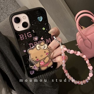 เคสโทรศัพท์มือถือหนัง กันกระแทก พิมพ์ลายตัวอักษร แมว สีดํา สไตล์เกาหลี ญี่ปุ่น สําหรับ Apple Iphone 14promax 13 12 11 14pro 13pro 14