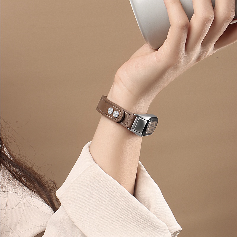 สายนาฬิกาข้อมือ สายหนัง หรูหรา สไตล์เรียบง่าย สําหรับ Xiaomi Mi Band 3 4 5 6 7 NFC Version