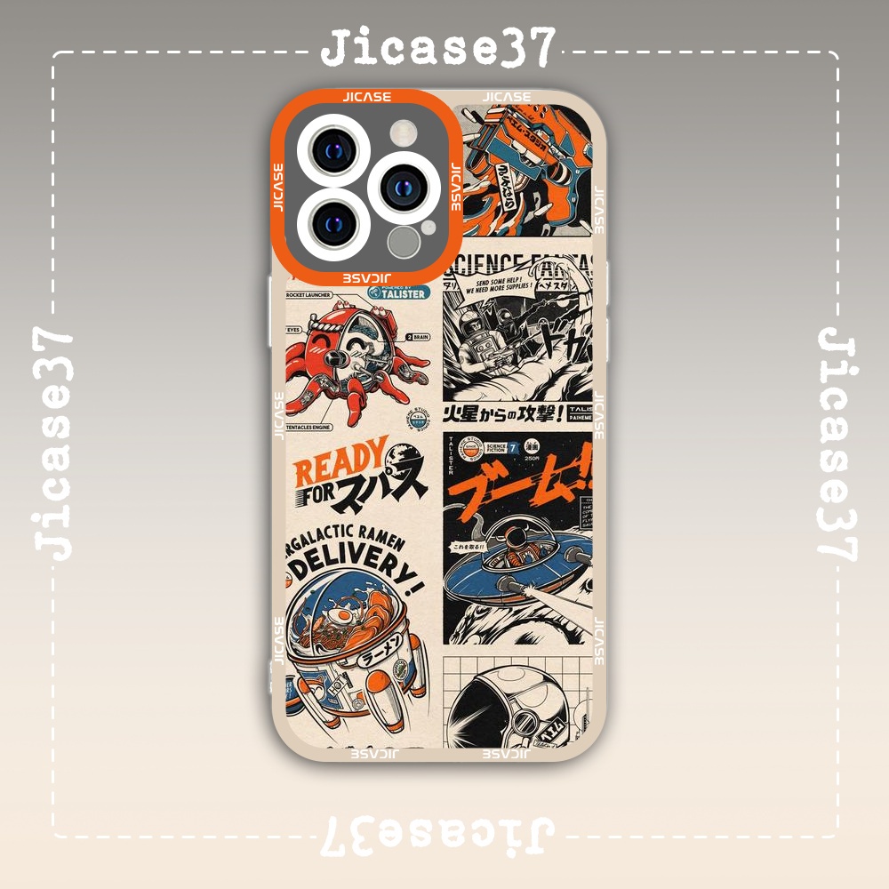 Jicase Astronaut Anime Collage Vintage Square Edge เคส iphone