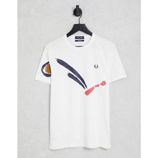 เสื้อยืดพิมพ์ลายแฟชั่นFred Perry Reissues Abstract T-Shirt in White