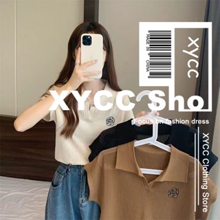 เสื้อกันหนาวแขนสั้น คอปก แบบบาง ฉลุลาย ปักลายดอกไม้น่ารัก ขนาดเล็ก สีโปร่งใส แฟชั่นฤดูร้อน สําหรับผู้หญิง