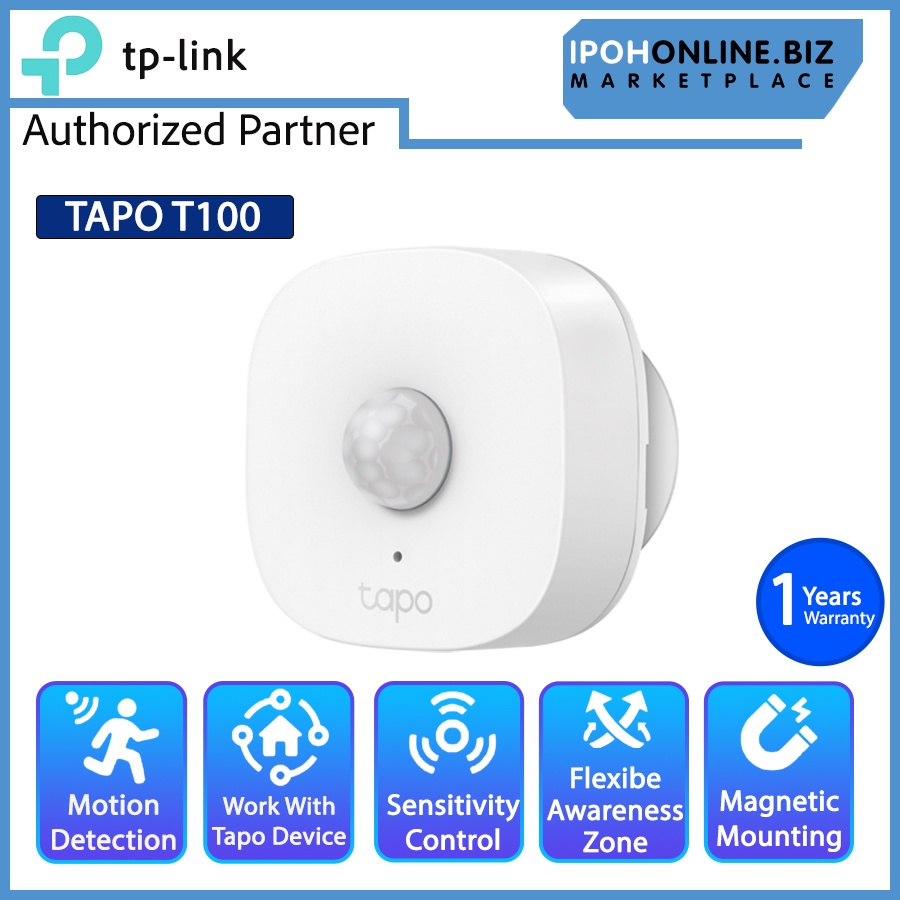TP-Link Tapo T100 Smart Home Human Body Motion Sensor ( Hub Tapo H100 Requirement ) Ipohonline