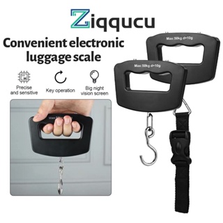 Ziqqucu เครื่องชั่งน้ําหนักดิจิทัล จอแอลซีดี 10 กรัม 50 กก. แบบพกพา สําหรับแขวนกระเป๋าเดินทาง