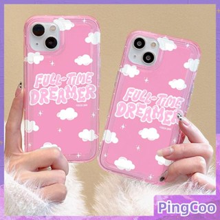 PingCoo - Case for iPhone 14 13 12 Pro 11 Pro Max XR TPU Soft Clear Jelly Airbag Case Cute Pink Clouds Camera Protection Shockproof Back Cover