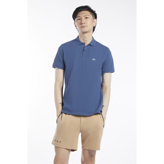 ESP เสื้อโปโลปักโลโก้ ผู้ชาย สีน้ำเงินเข้ม | Logo Polo Shirt | 3674