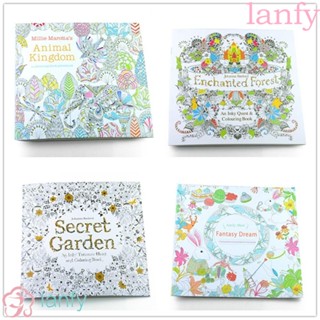 Lanfy หนังสือระบายสีภาษาอังกฤษ 24 หน้าสําหรับเด็กและผู้ใหญ่