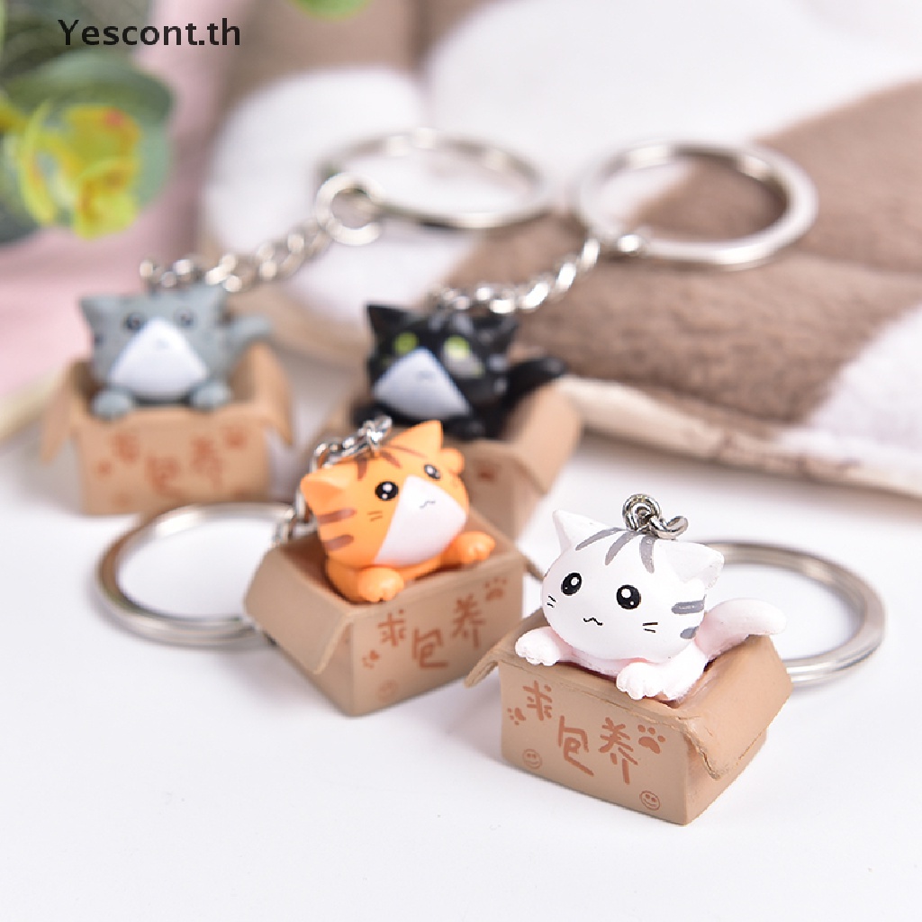 Yescont พวงกุญแจ จี้การ์ตูนแมวน่ารัก สําหรับห้อยกระเป๋า รถยนต์ ของขวัญ