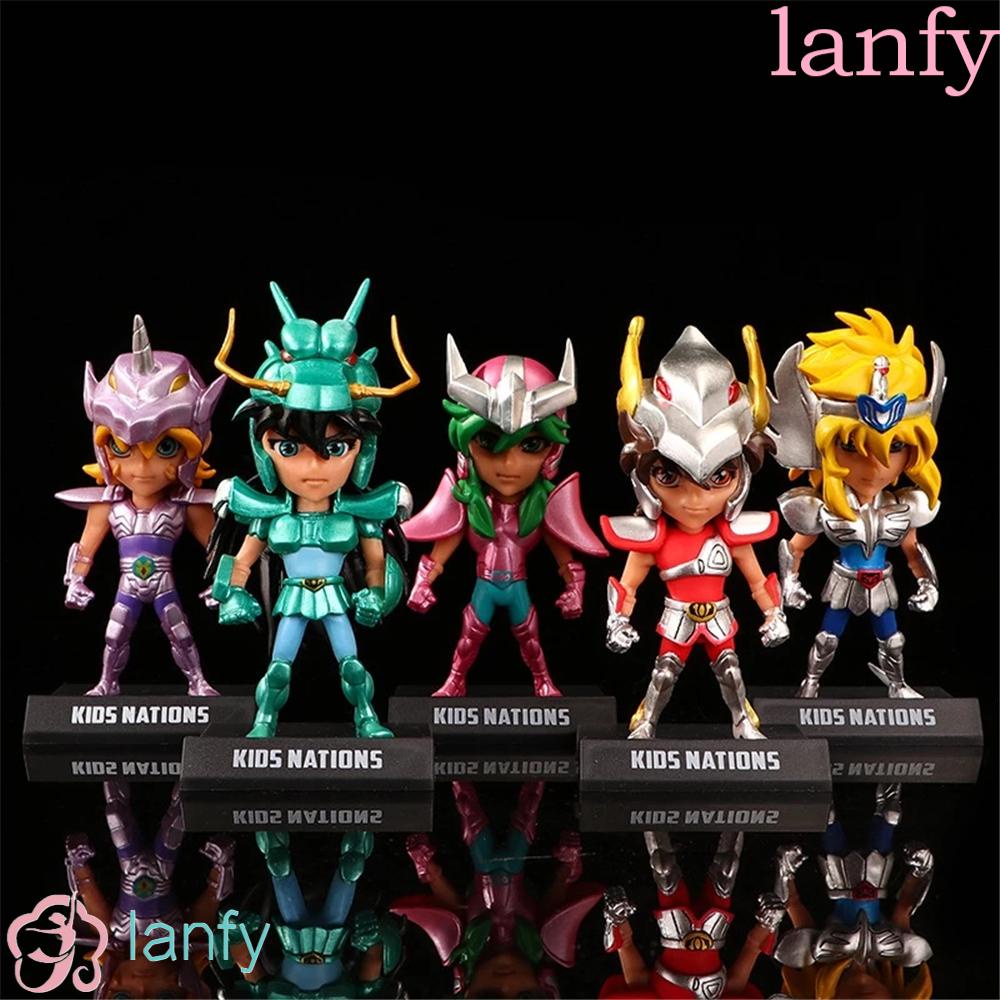Lanfy ฟิกเกอร์ Knights Of The Zodiac Japan Figures ของเล่นสําหรับเด็ก 5 ชิ้น / ชุด