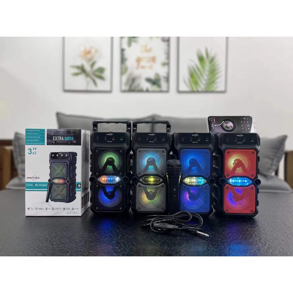 ลำโพงบลูทูธรุ่นGTS-1696ดอกลำโพง8นิ้วแถมฟรีไมค์สาย สายชาร์จ รีโมท เสียงดีปรับเบสได